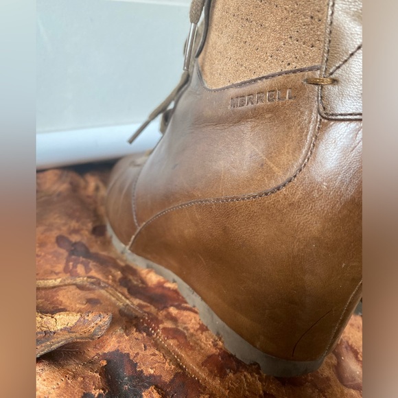 MERREL Wedgeterian Lexi dark earth leather ankle boots size 10 - Picture 8 of 14